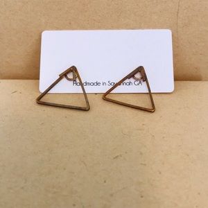 Brass handmade triangle 2 piece studs